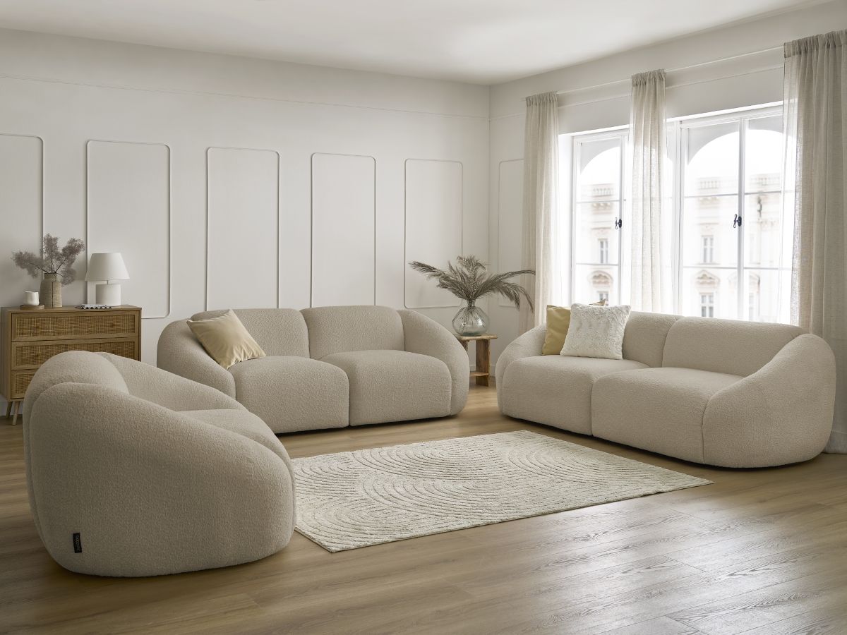 Bobochic Tina Sofa 6-Sitzer Bouclé-Stoff Beige