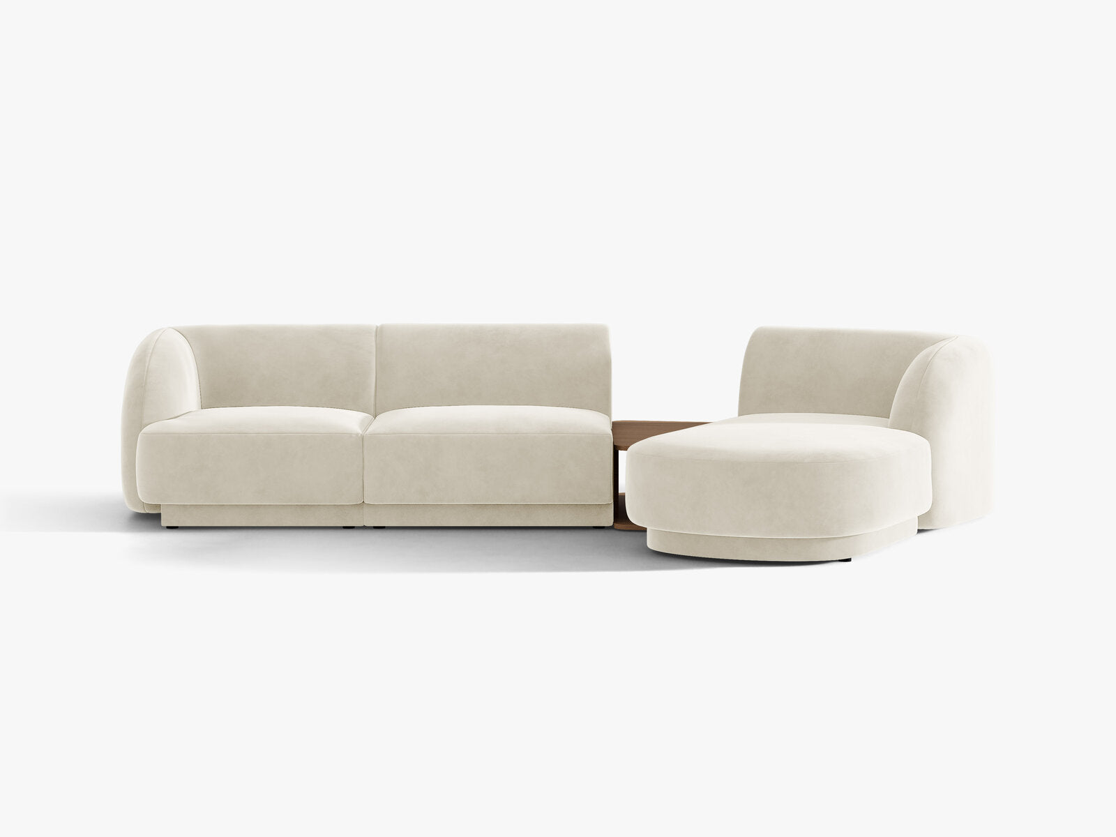 Micadoni Modulares Sofa Miley mit Recamiere 3-Sitzer Rechts Samt Bluvel Helles Beige