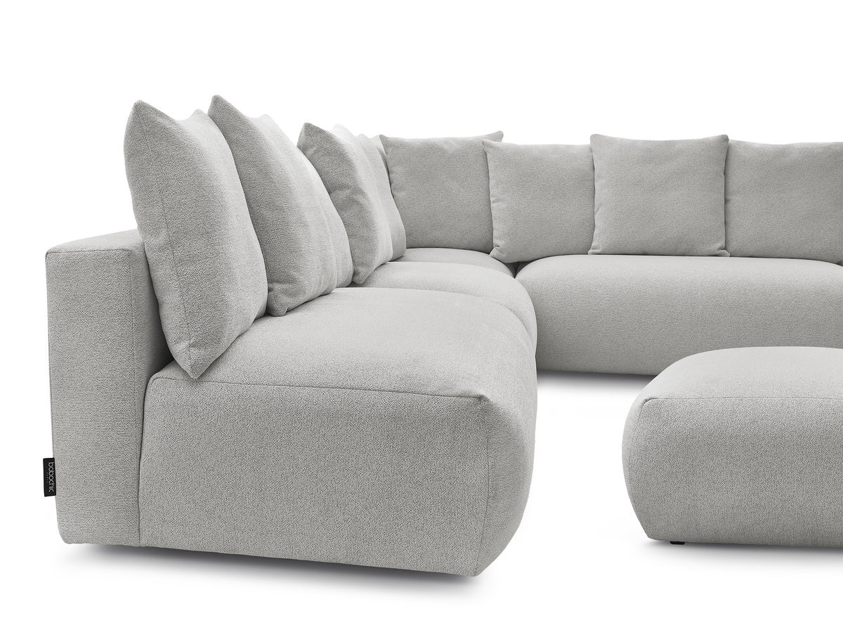 Bobochic Voltaire Ecksofa mit Pouf 322 × 268 cm Melange-Stoff Hellgrau Ecke rechts