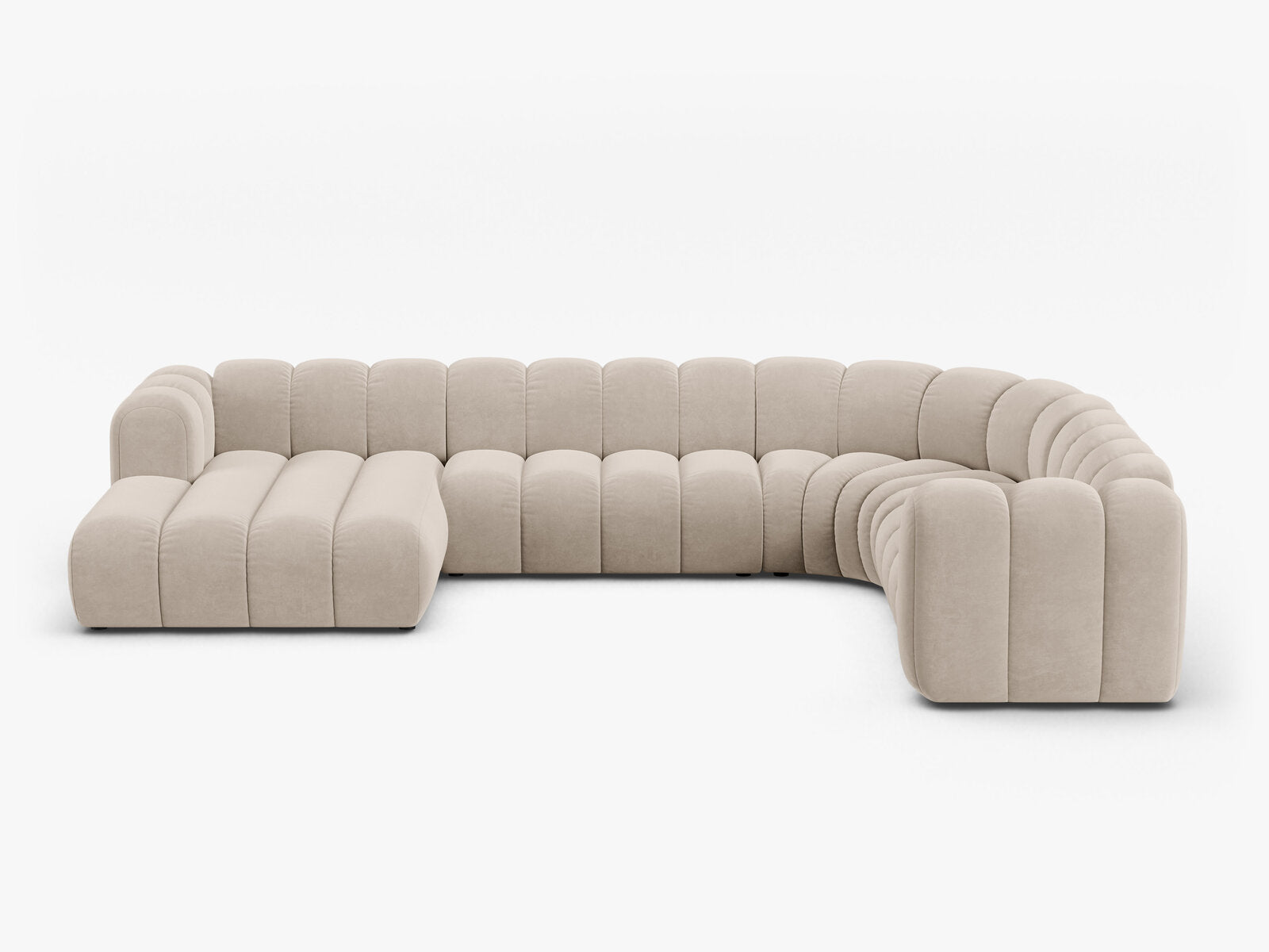 Micadoni Modulares Panorama Ecksofa Lupine 6-Sitzer Rechts Samt Salvador Beige