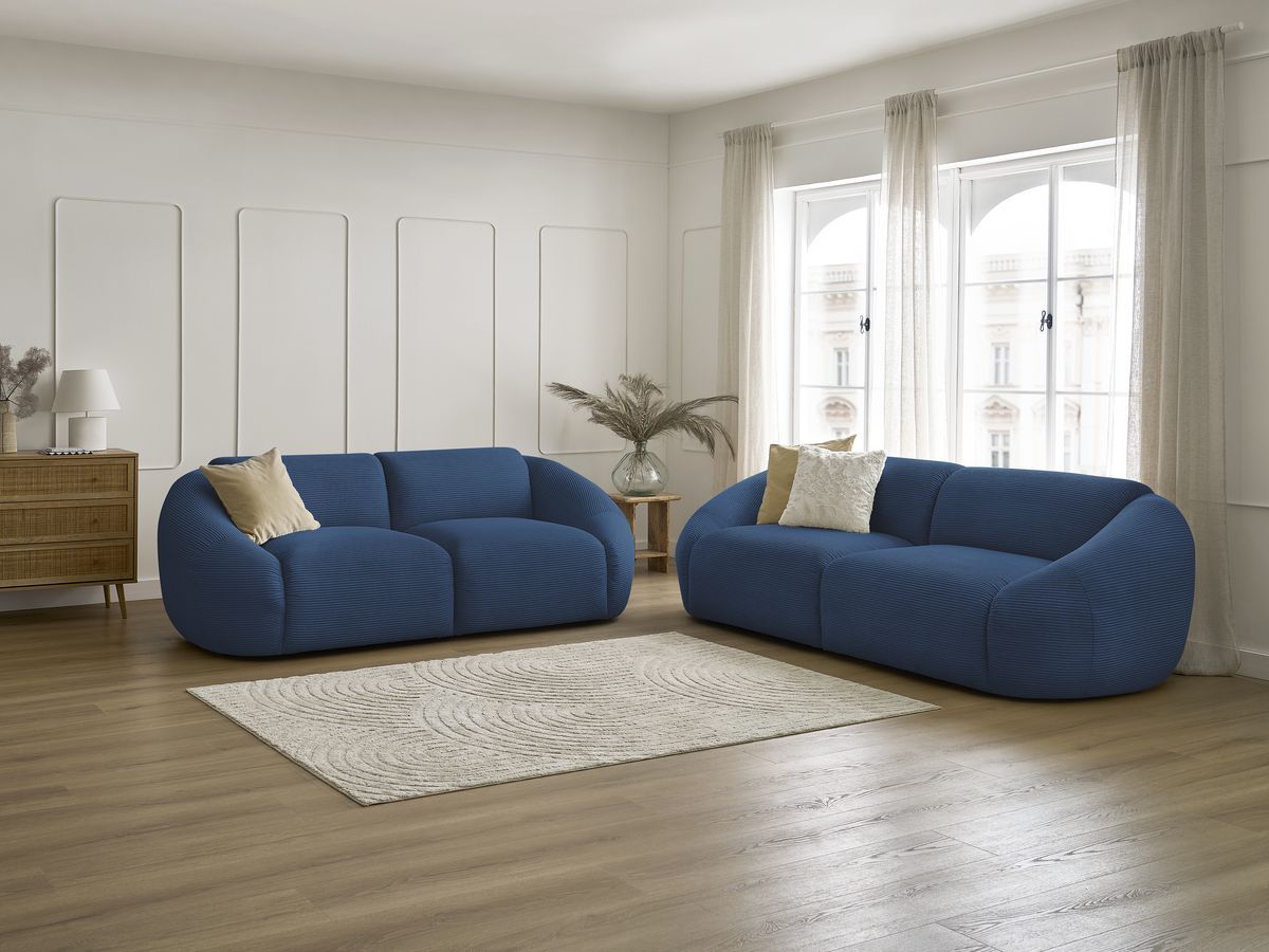 Bobochic Tina Sofa 5-Sitzer Cordsamt Dunkelblau