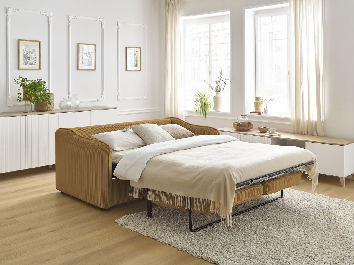 Bobochic Lenny Schlafsofa 3-Sitzer Cordsamt Gelb