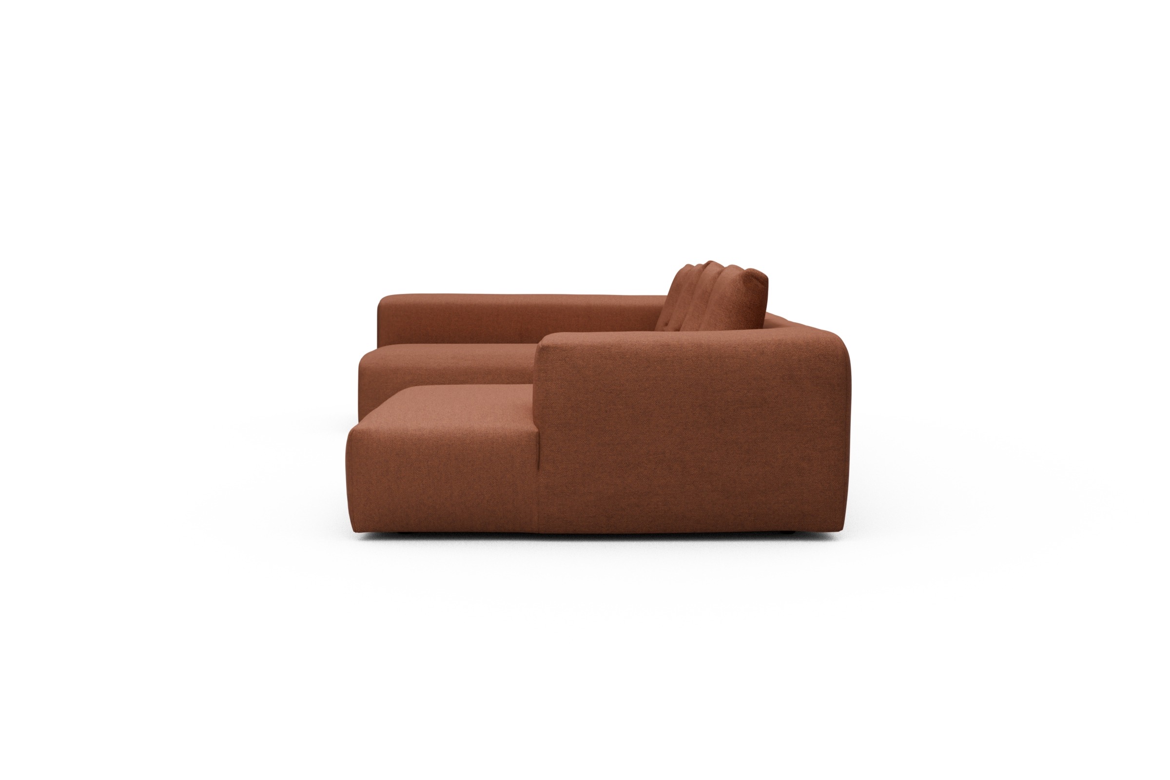 Wohnlandschaft Fred Chaiselongue rechts mit 2-Sitzer und lange Armlehne links Weda-Rust