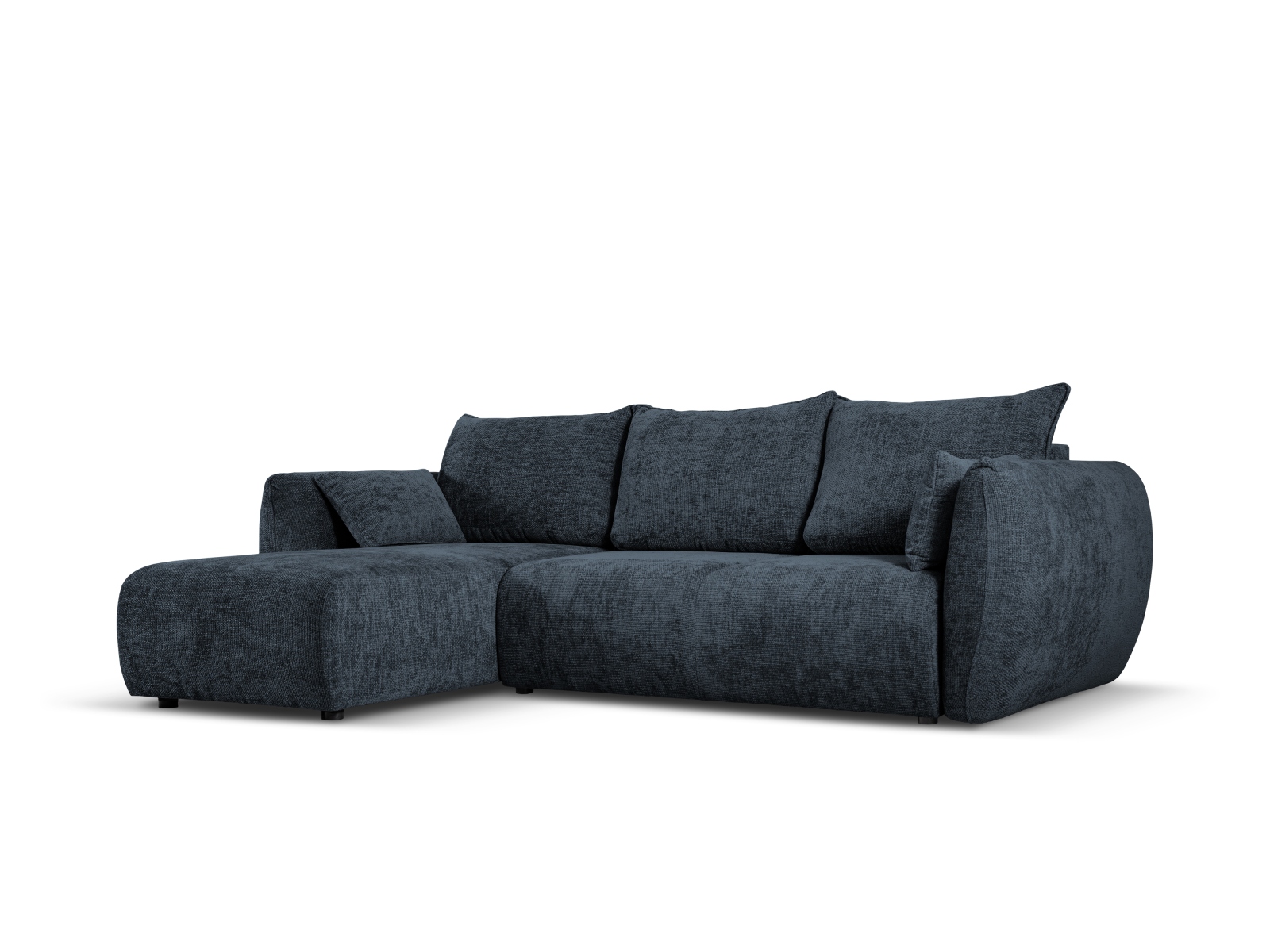 Cosmopolitan Design Ecksofa Matera 4-Sitzer mit Schlaffunktion Chenille Eden Marineblau Links