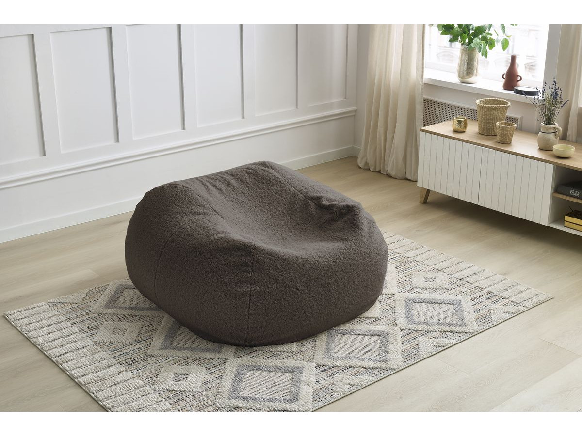 Bobochic Meribel Pouf Bouclé-Stoff Braun