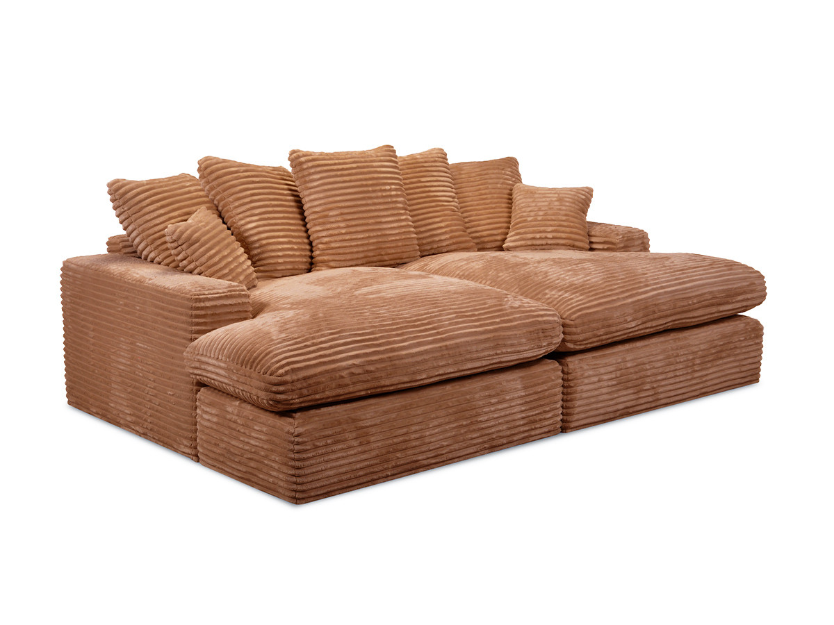 Bobochic Nevada Sofa 3-Sitzer 226 × 150 cm Breitcord weich Ockergelb