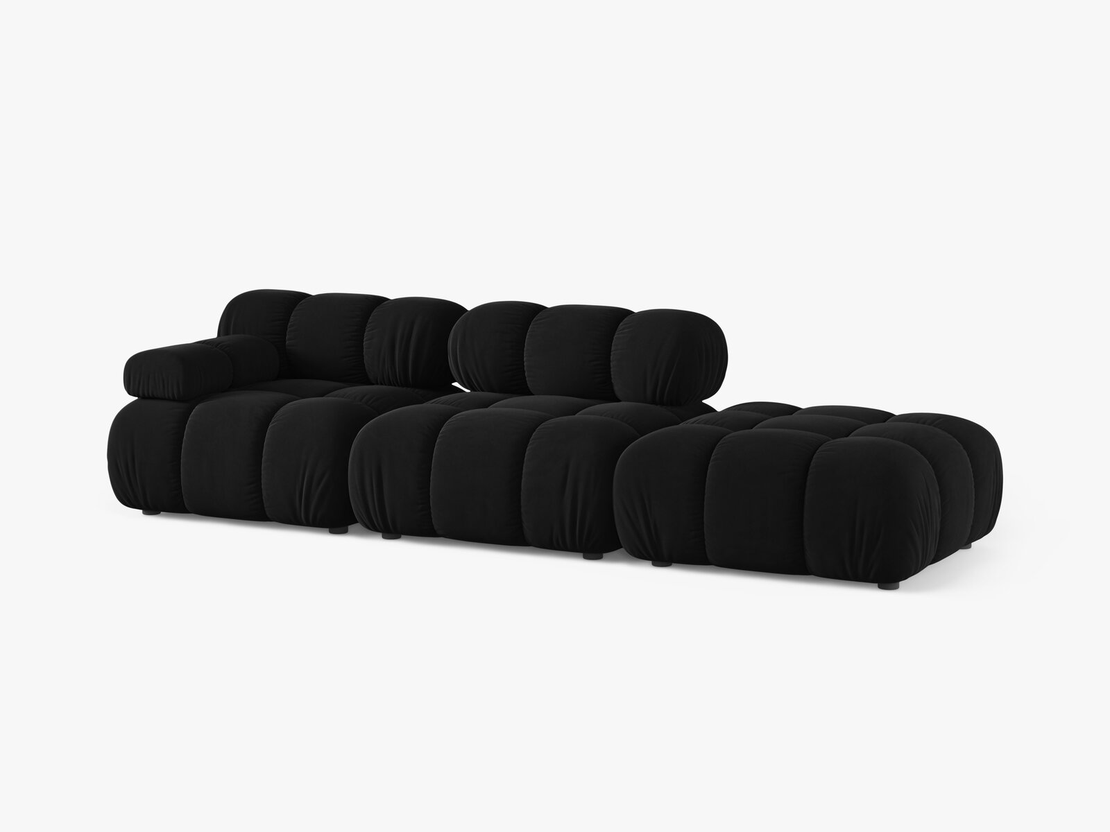 Micadoni Modulares Sofa Bellis 4-Sitzer Rechts Samt Bluvel Schwarz