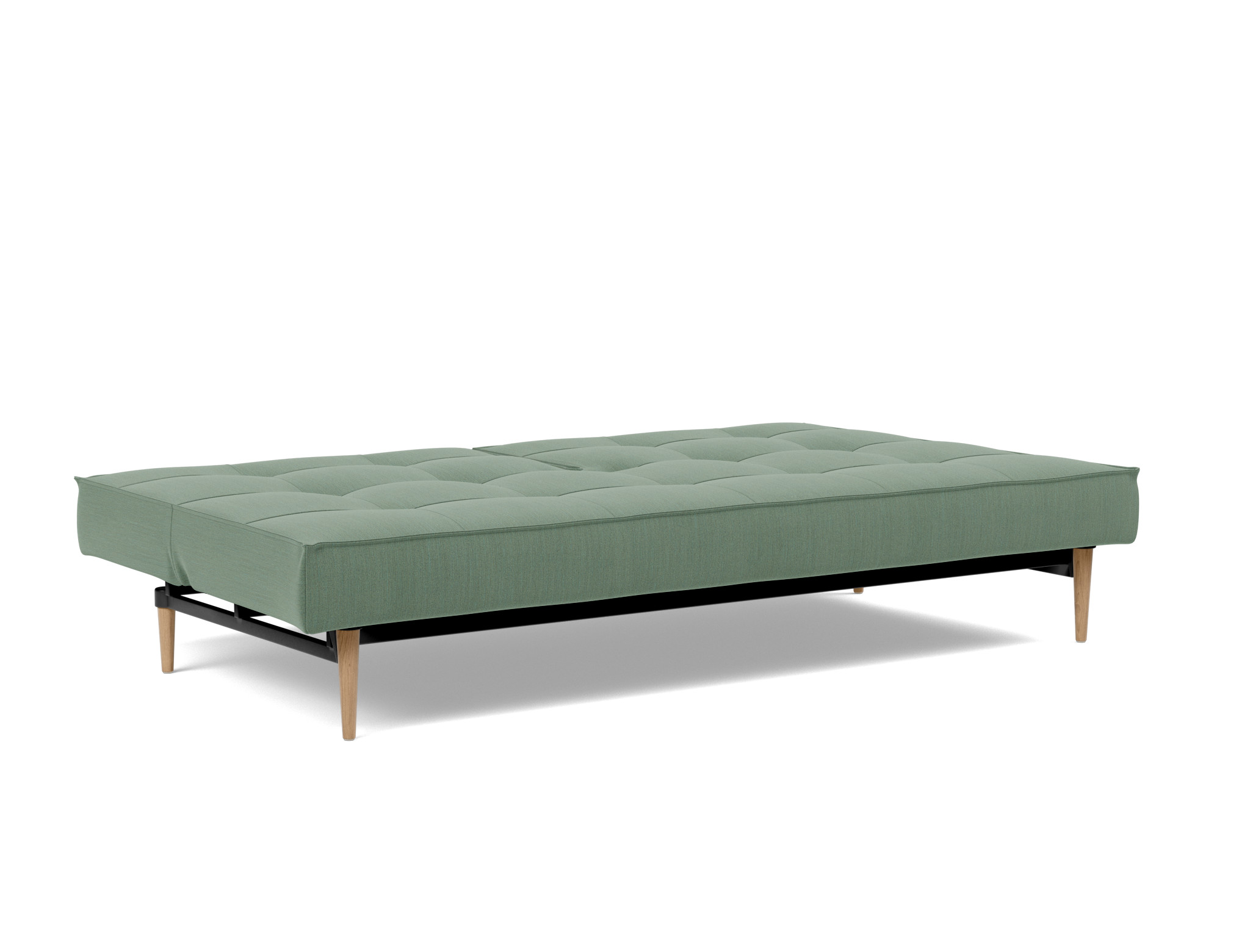 Schlafsofa Splitback Flachgewebe Elegance 518-Green Beine Styletto Eiche hell