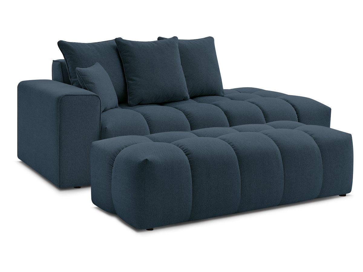 Bobochic Mont-blanc Sofa 5-Sitzer mit Pouf Melange-Stoff Dunkelblau Armlehne links