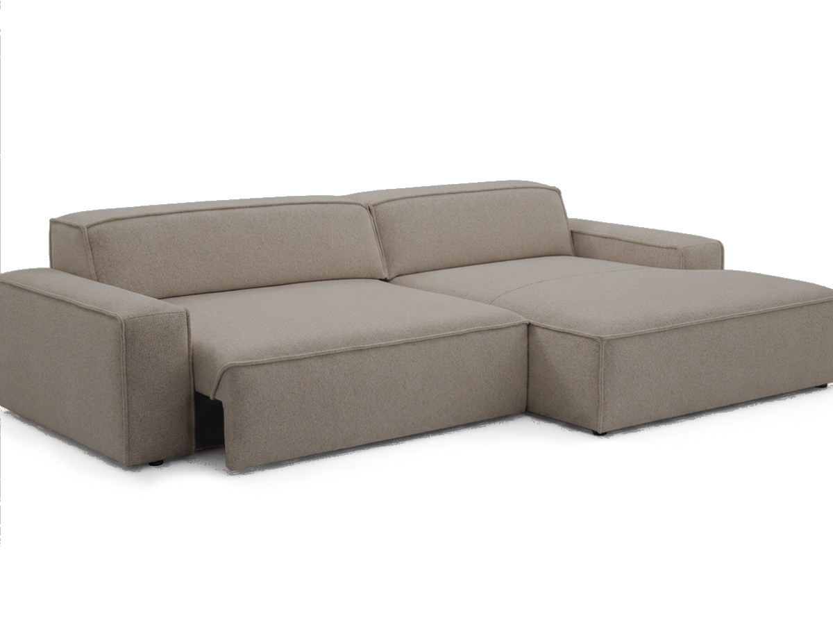 Bobochic Abel Ecksofa mit Schlaffunktion Melange-Stoff Taupe Ecke rechts