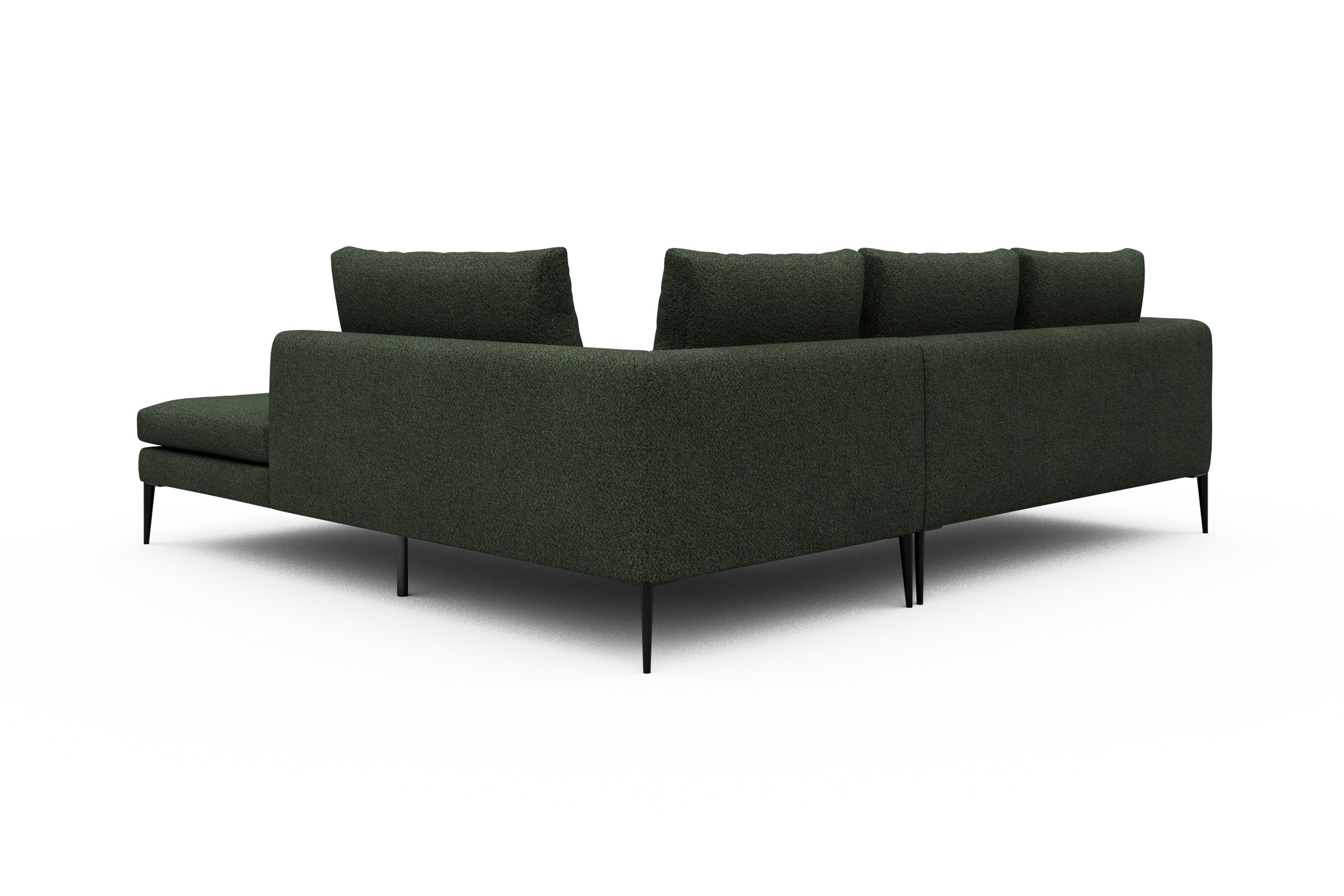 Ecksofa Paul Relax-Ecke rechts mit 2-Sitzer Vanora-Deep-Green