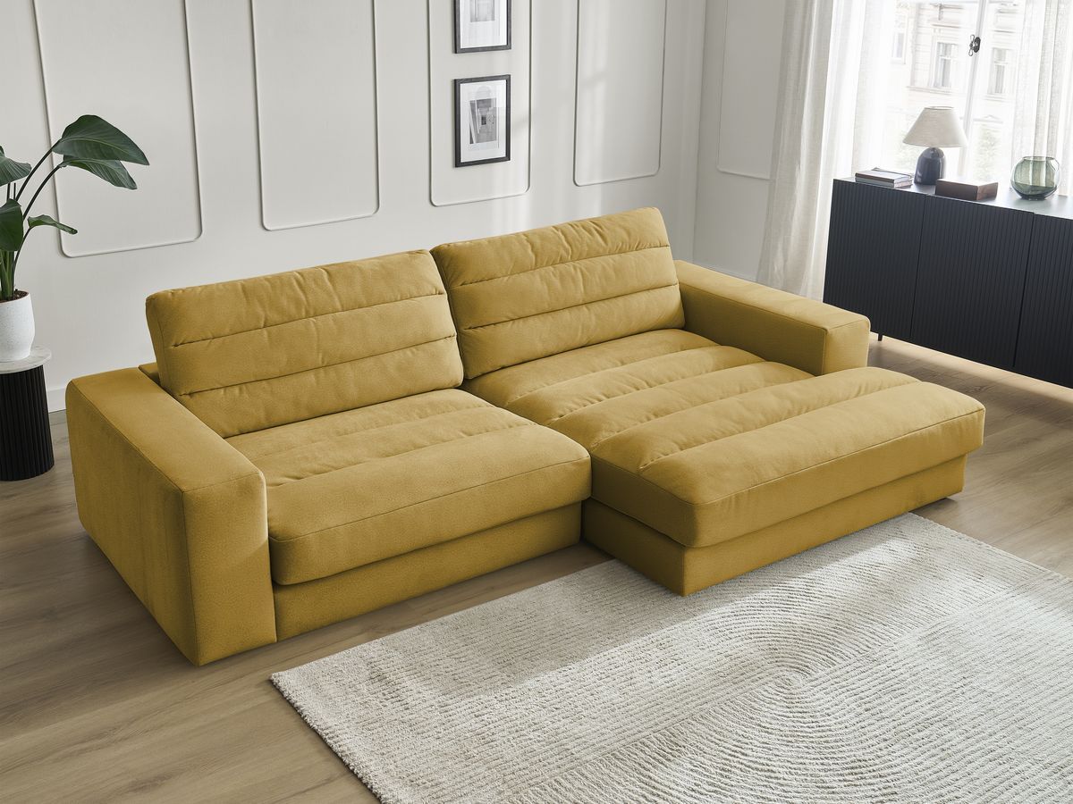 Bobochic Sierra Ecksofa Samt Gelb Ecke rechts