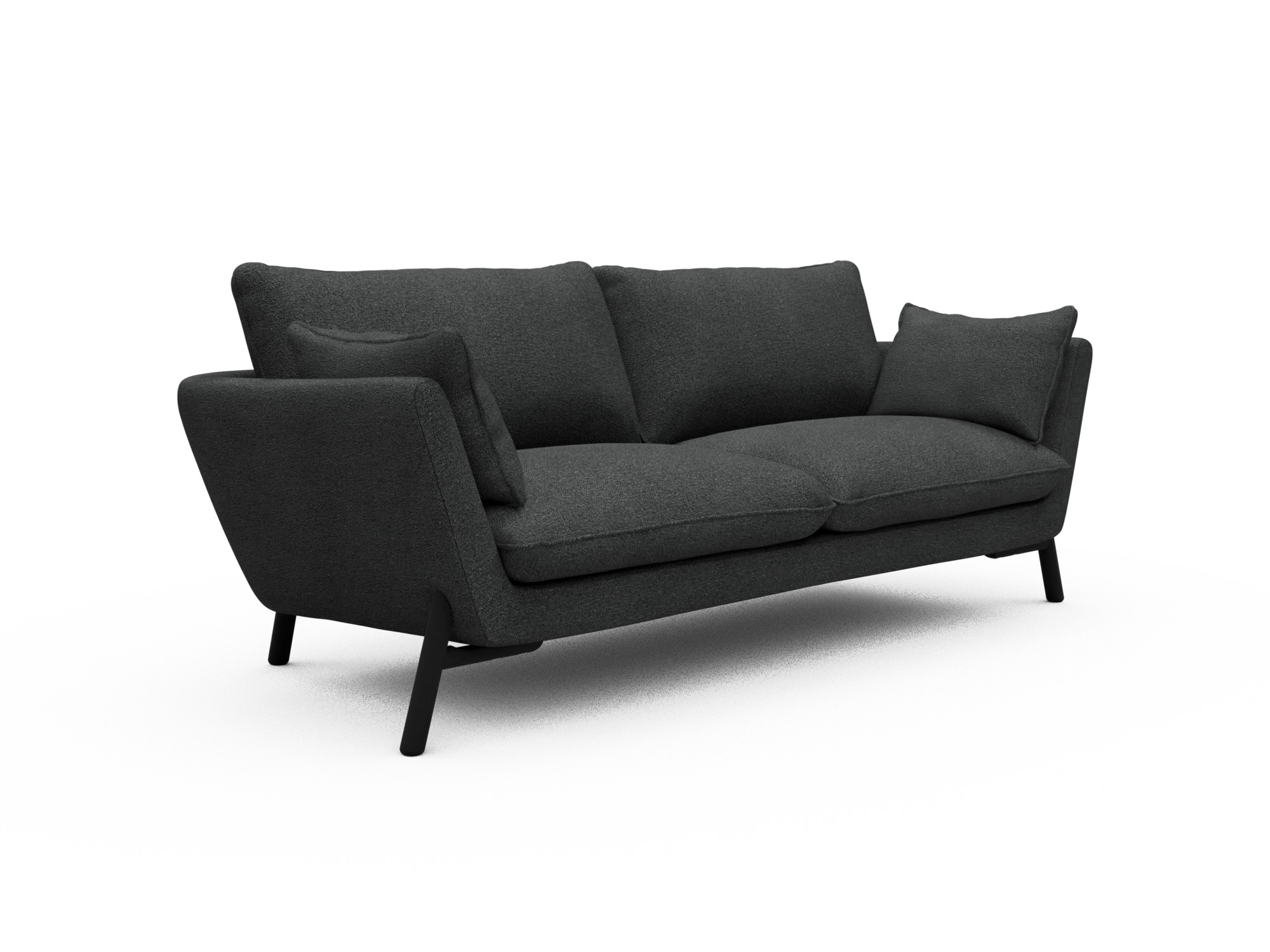 Skandi Home Sofa Emil 3-Sitzer Beinfarbe Eiche Schwarz Boucle-Charcoal moebelfaktor
