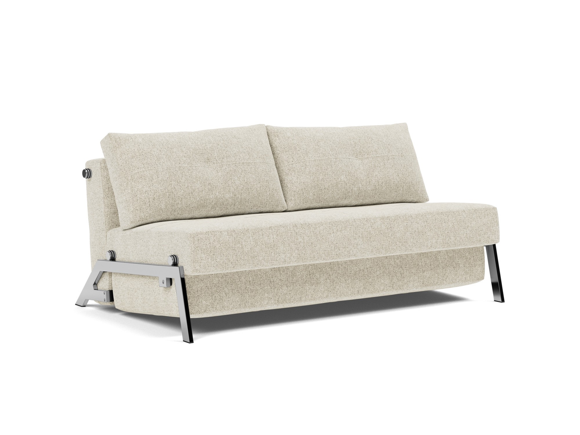 Schlafsofa Cubed 160 Strukturierter Stoff Taura 357-Off-White Beine Chrom
