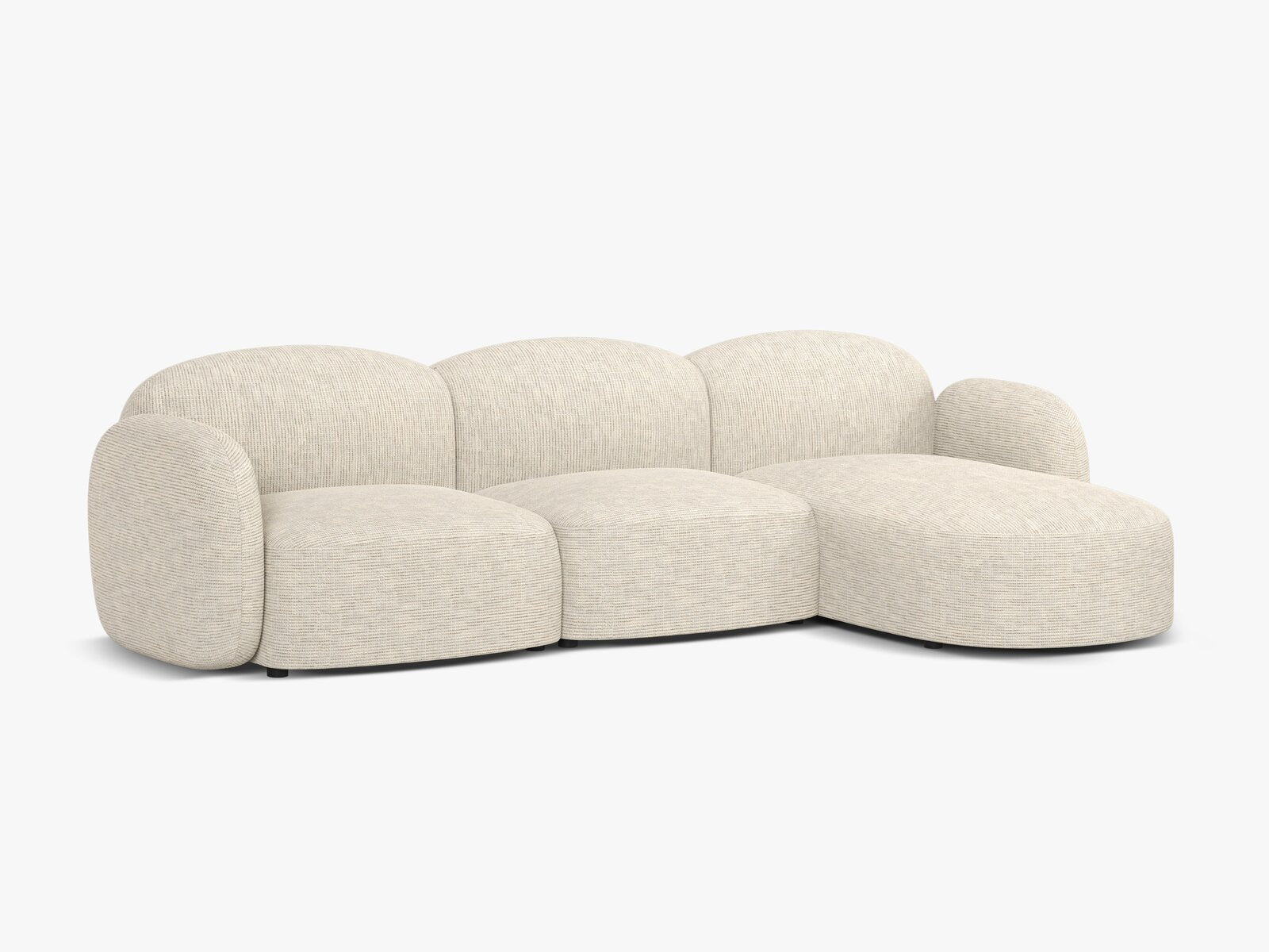 Micadoni Ecksofa Blair 4-Sitzer Rechts Strukturierter Stoff Baltimore Helles Beige