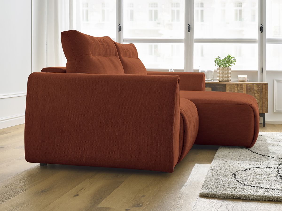 Bobochic Aden Ecksofa 246 × 152 cm Stoff Orange Ecke rechts