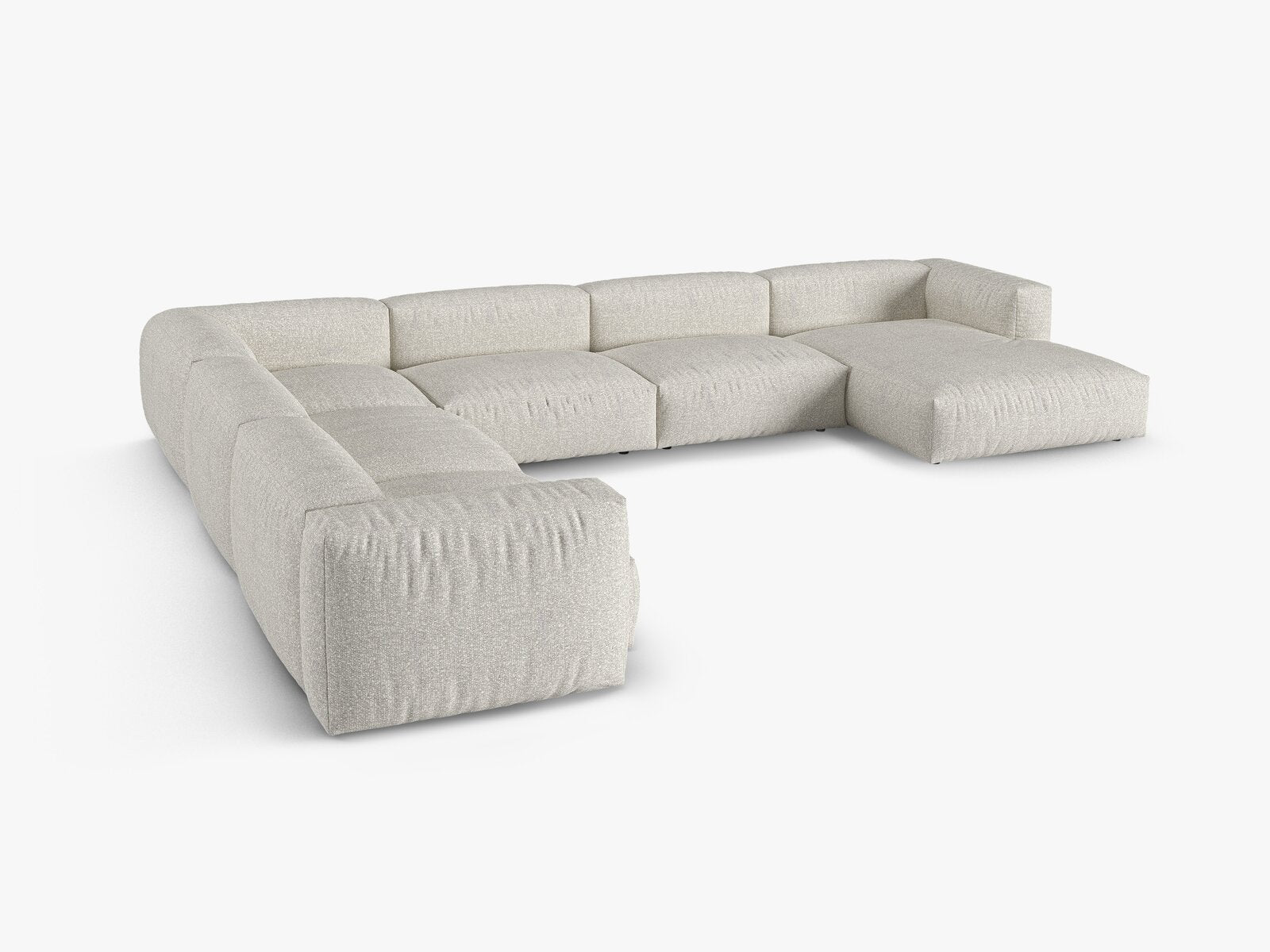 Micadoni modulares Ecksofa XL Martina 6-Sitzer 90cm Sitztiefe Links Boucle Monet Grau Beige Melange