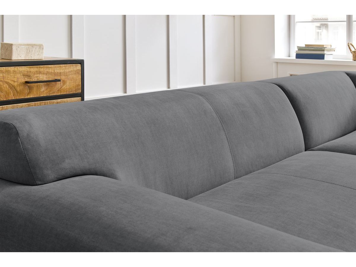 Bobochic Lavena Ecksofa 312 × 220 cm Samt Dunkelgrau Ecke rechts