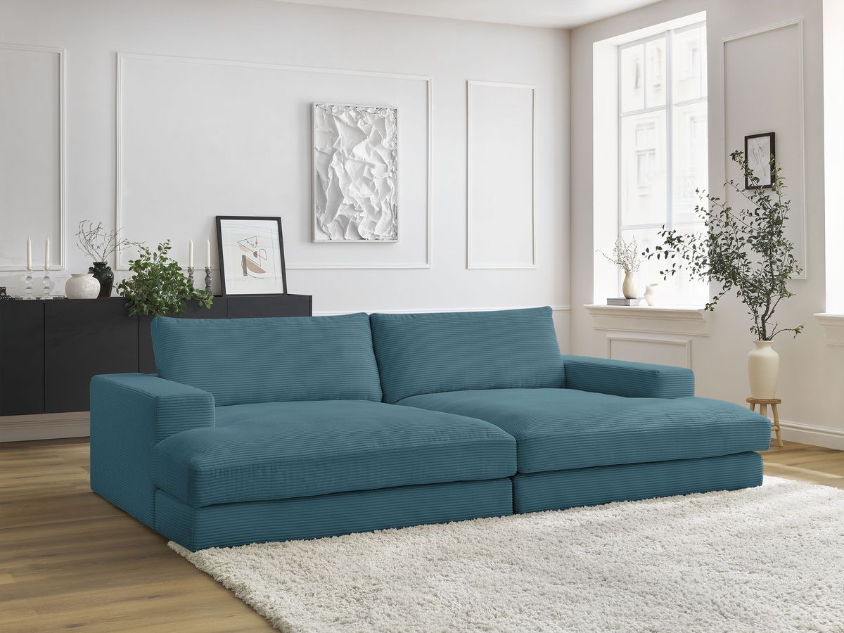 Bobochic Leonard Sofa 4-Sitzer 274 × 159 cm Cordsamt Hellblau