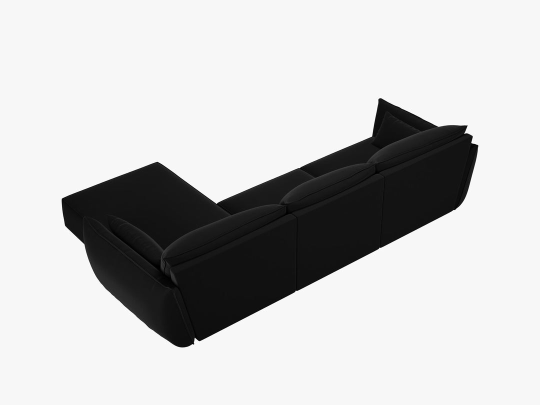 Micadoni Ecksofa Kaelle 4-Sitzer Rechts Samt Bluvel Schwarz