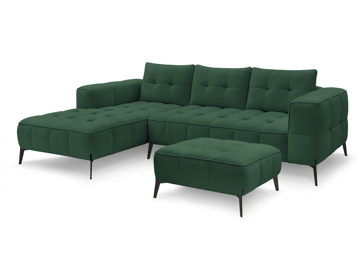 Bobochic Anis Ecksofa mit Pouf Strukturstoff Grün Ecke links