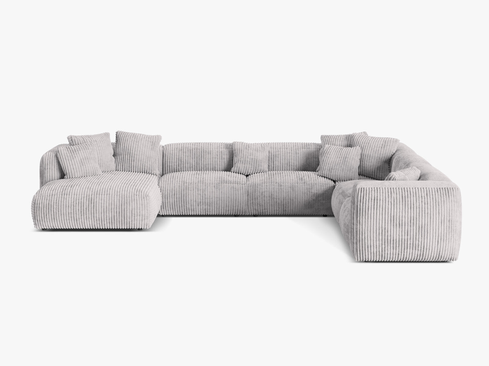 Micadoni modulares Ecksofa XL Martina 6-Sitzer Rechts Kord Tilia Hellgrau