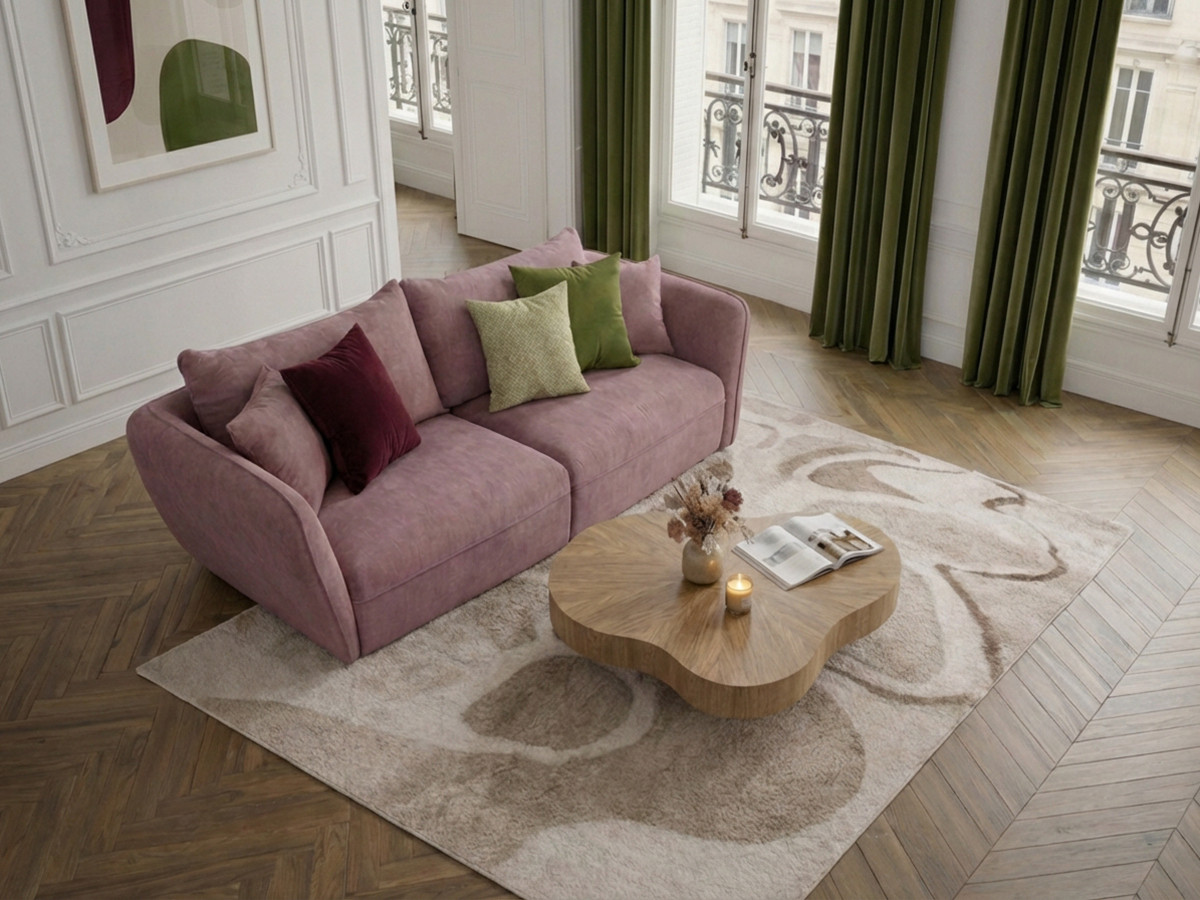 Bobochic Luigi Sofa 3-Sitzer Strukturstoff Rosa