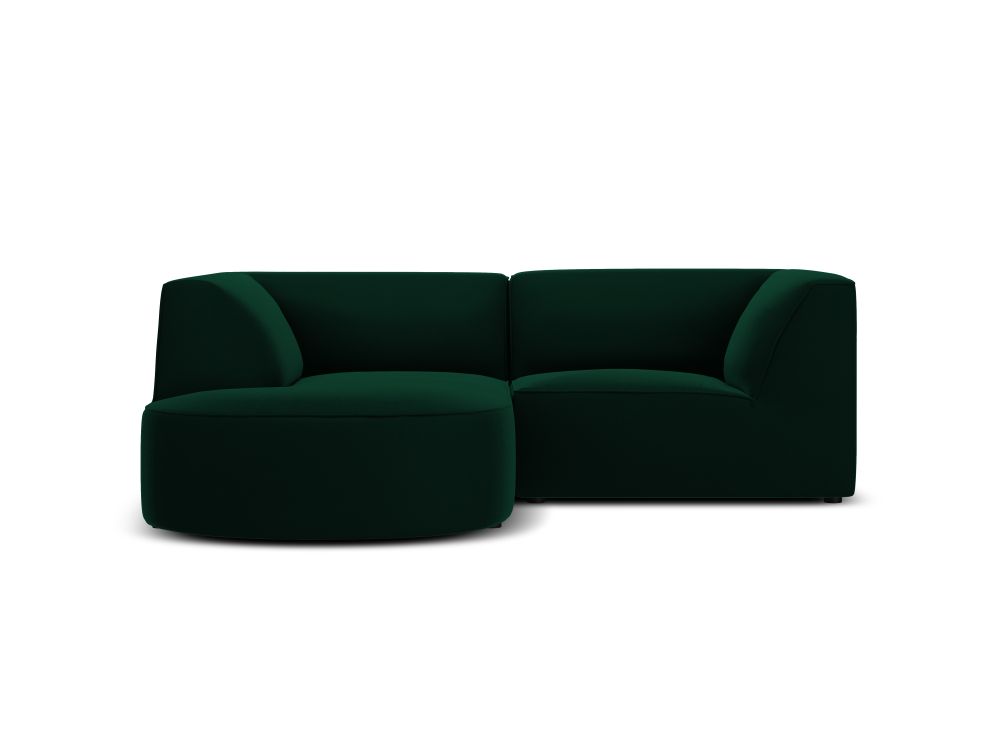 Cosmopolitan Design Ecksofa Siena 3-Sitzer abgerundet Samt Salvador Flaschengrün Links