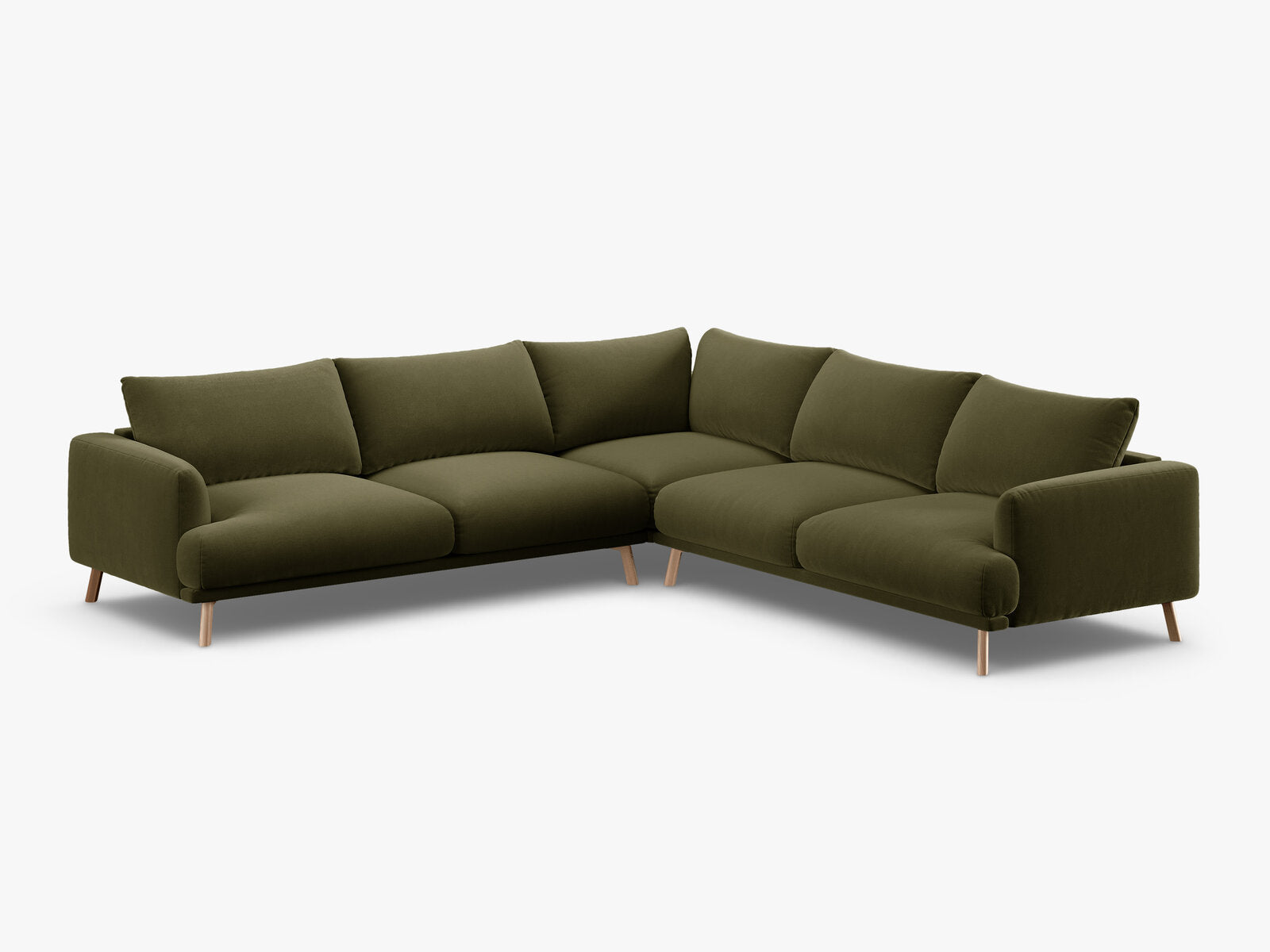 Micadoni symmetrisches Ecksofa Naomi 5-Sitzer Samt Salvador Grün