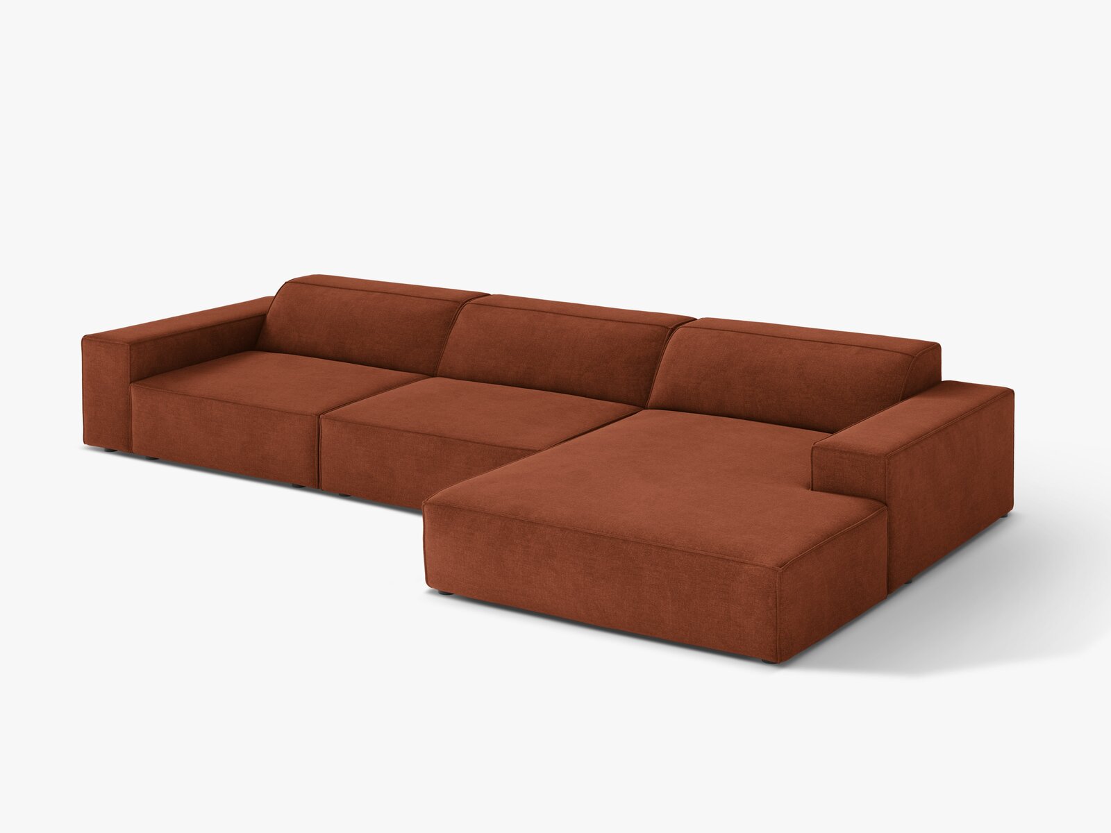 Micadoni Ecksofa Jodie 4-Sitzer Strukturierter Stoff Liberty Ziegel Rechts