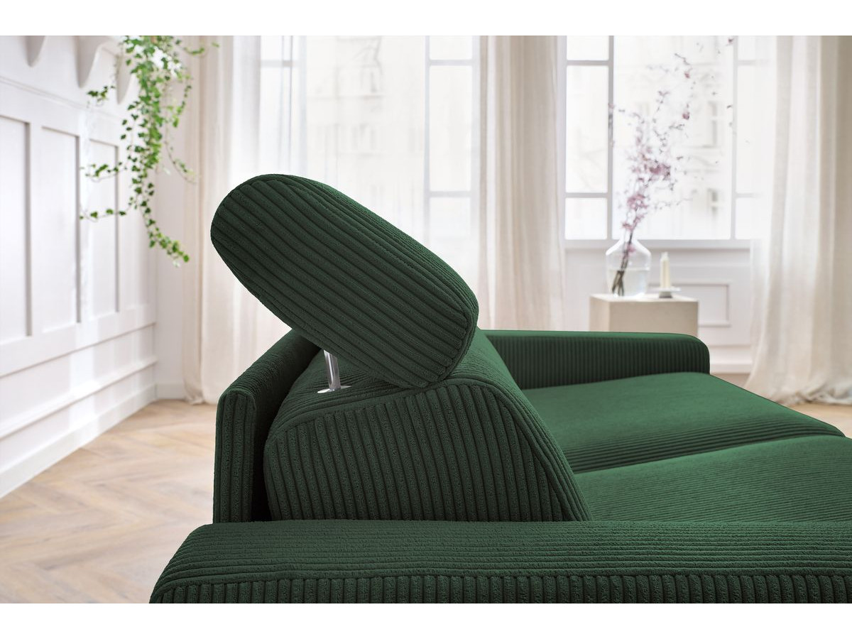 Bobochic Monaco Schlafsofa 3-Sitzer Cordsamt Grün, Liegefläche 140 × 190 cm