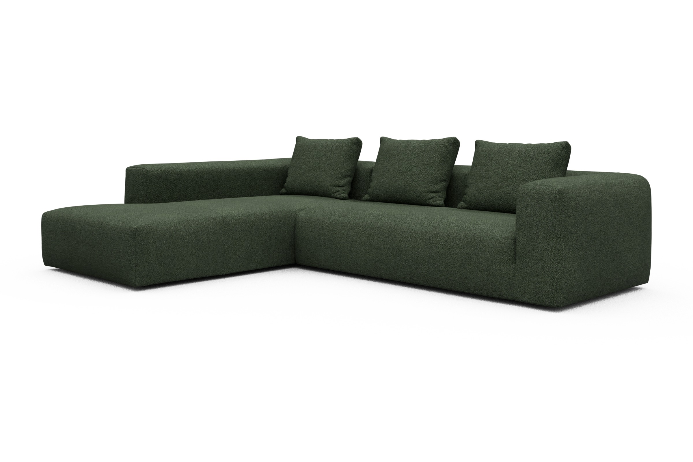 Ecksofa Fred Relax-Ecke links mit 2,5-Sitzer Vanora-Deep-Green