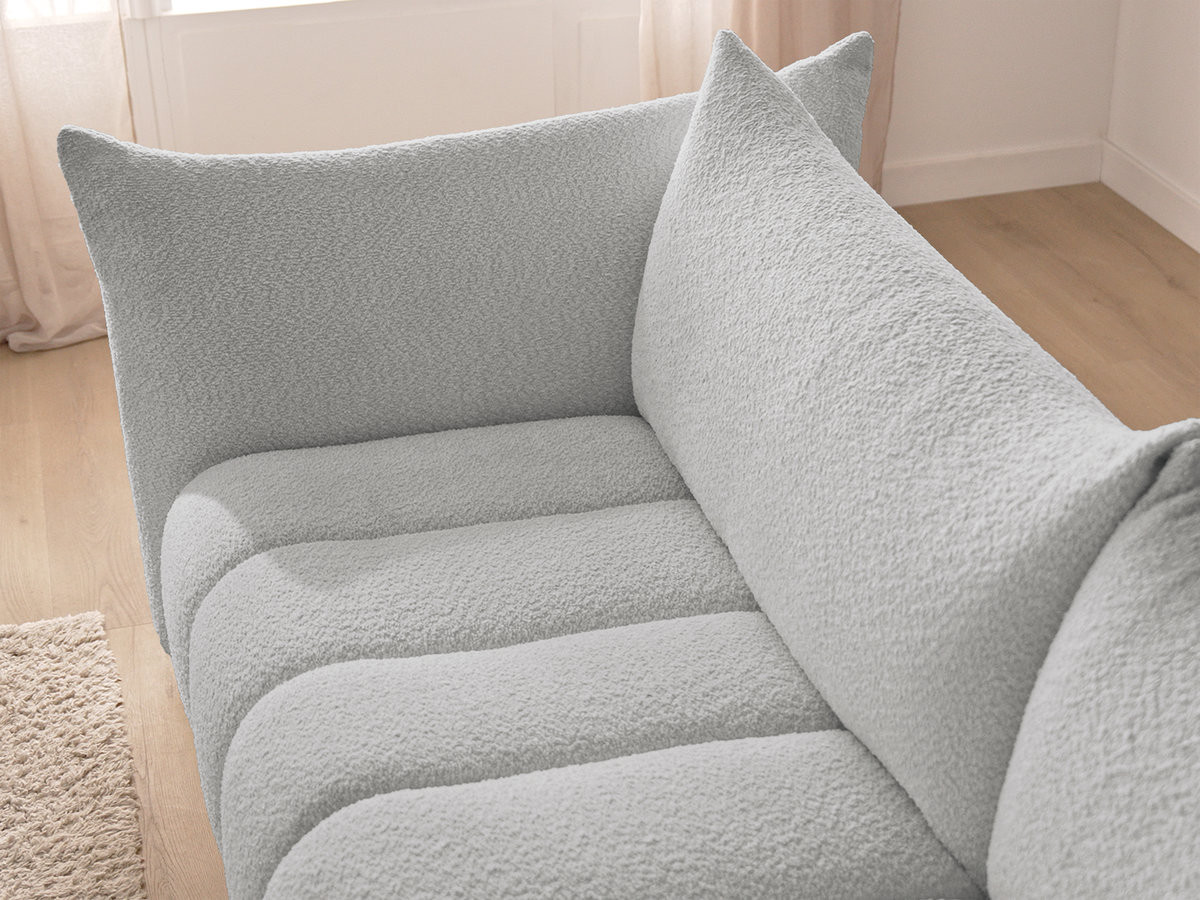 Bobochic Azra Ecksofa 319 × 178 cm Bouclé-Stoff Hellgrau Ecke links