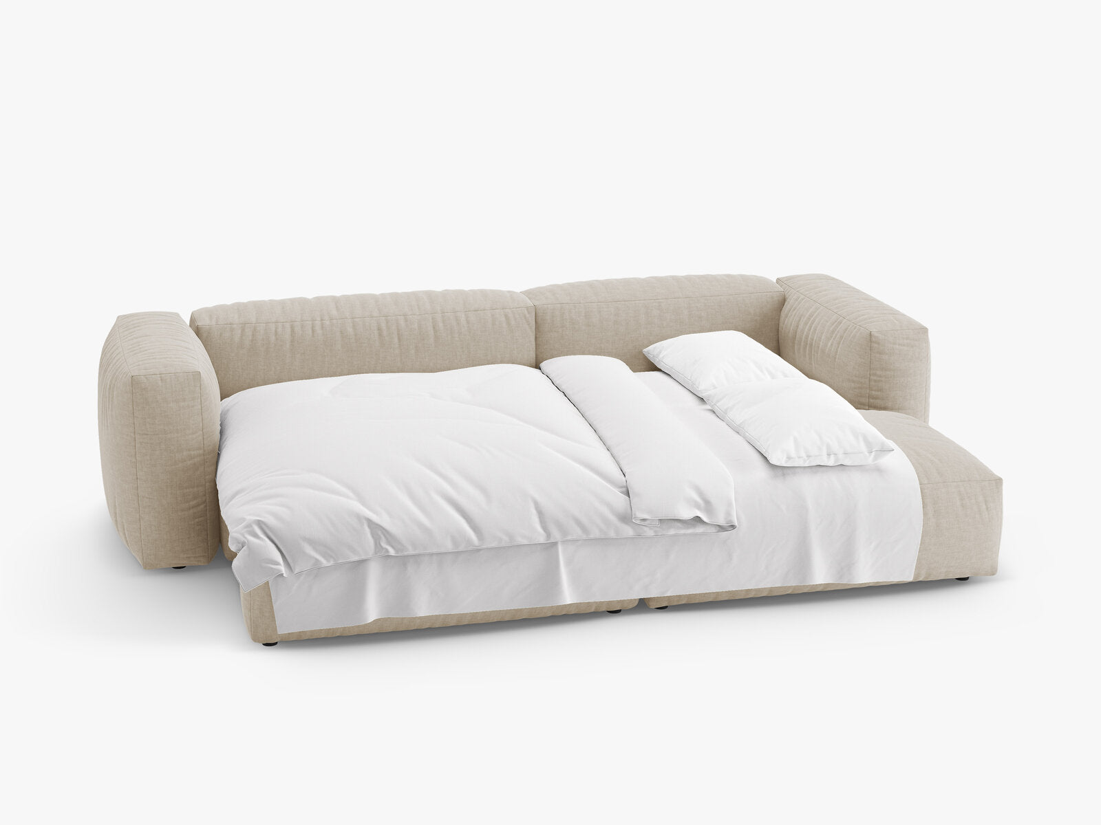Micadoni Martina Ecksofa 4-Sitzer mit Schlaffunktion Rechts Strukturierter Stoff Boston Helles Beige