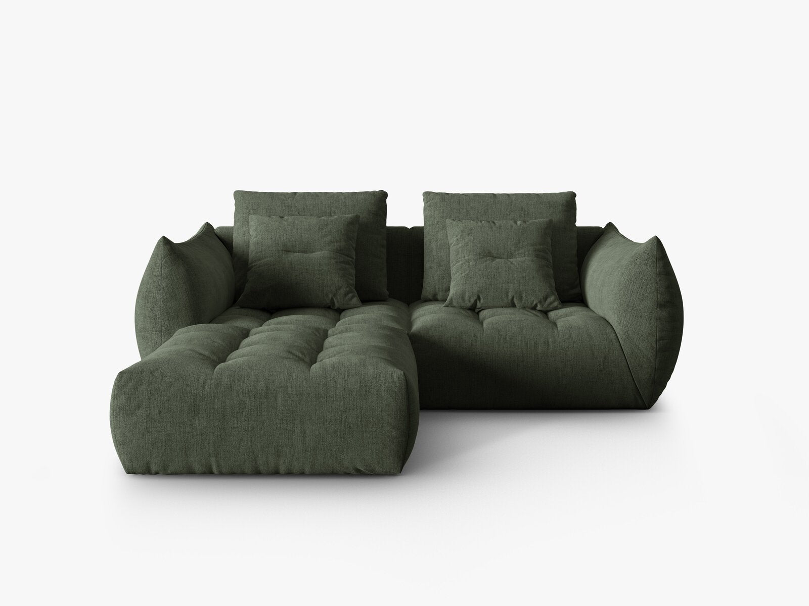 Micadoni Ecksofa Bloom 3-Sitzer Strukturierter Stoff Wind Moosgrün