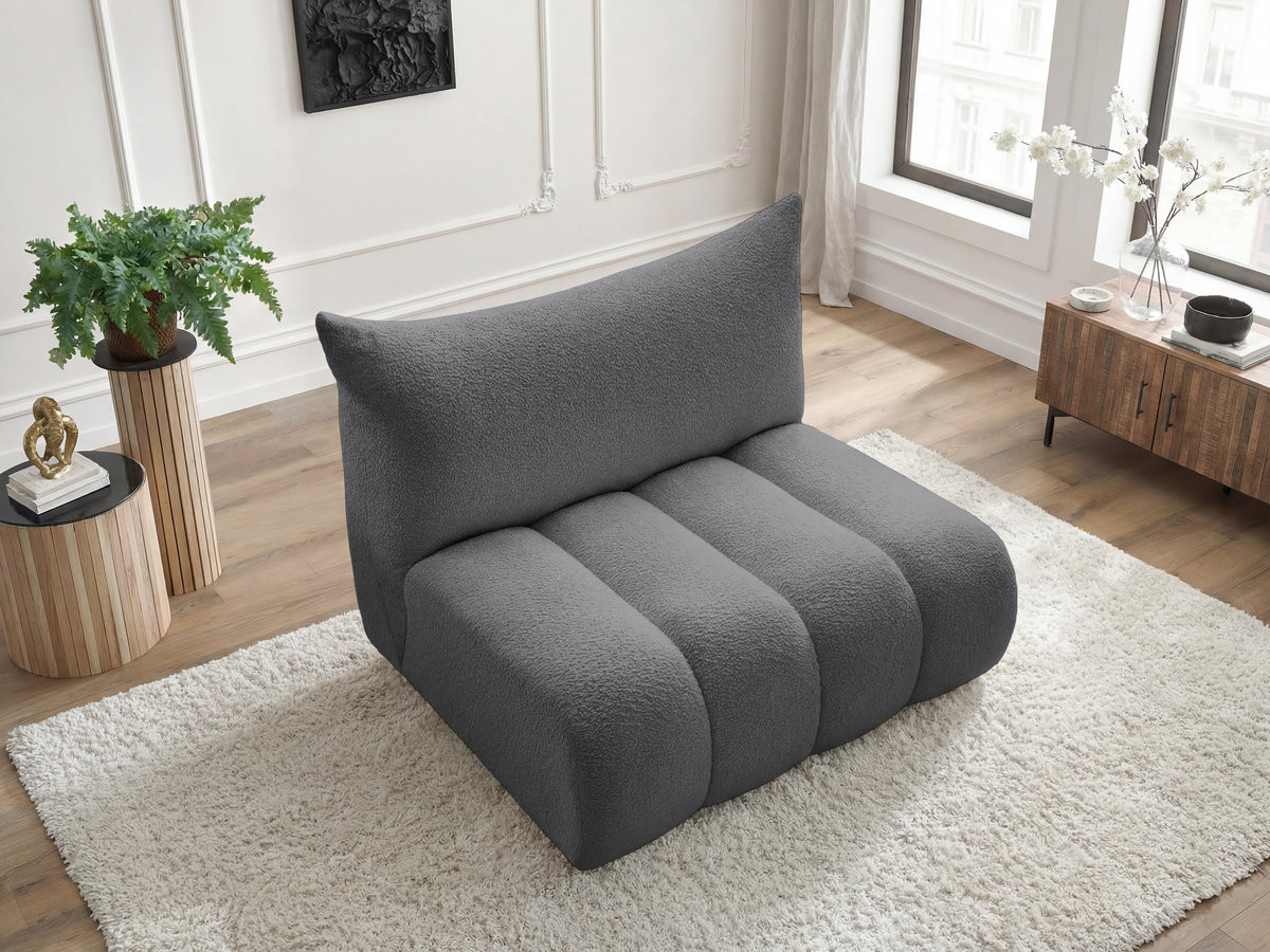 Bobochic Azra Sofamodul 2-Sitzer 120 × 112 cm Bouclé-Stoff Dunkelgrau