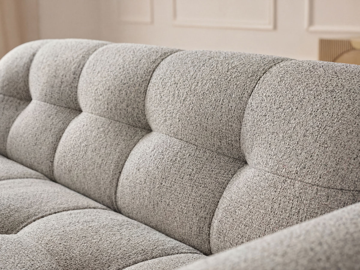 Bobochic Laura Sofa 3-Sitzer mit großem Pouf Melange-Stoff Taupe