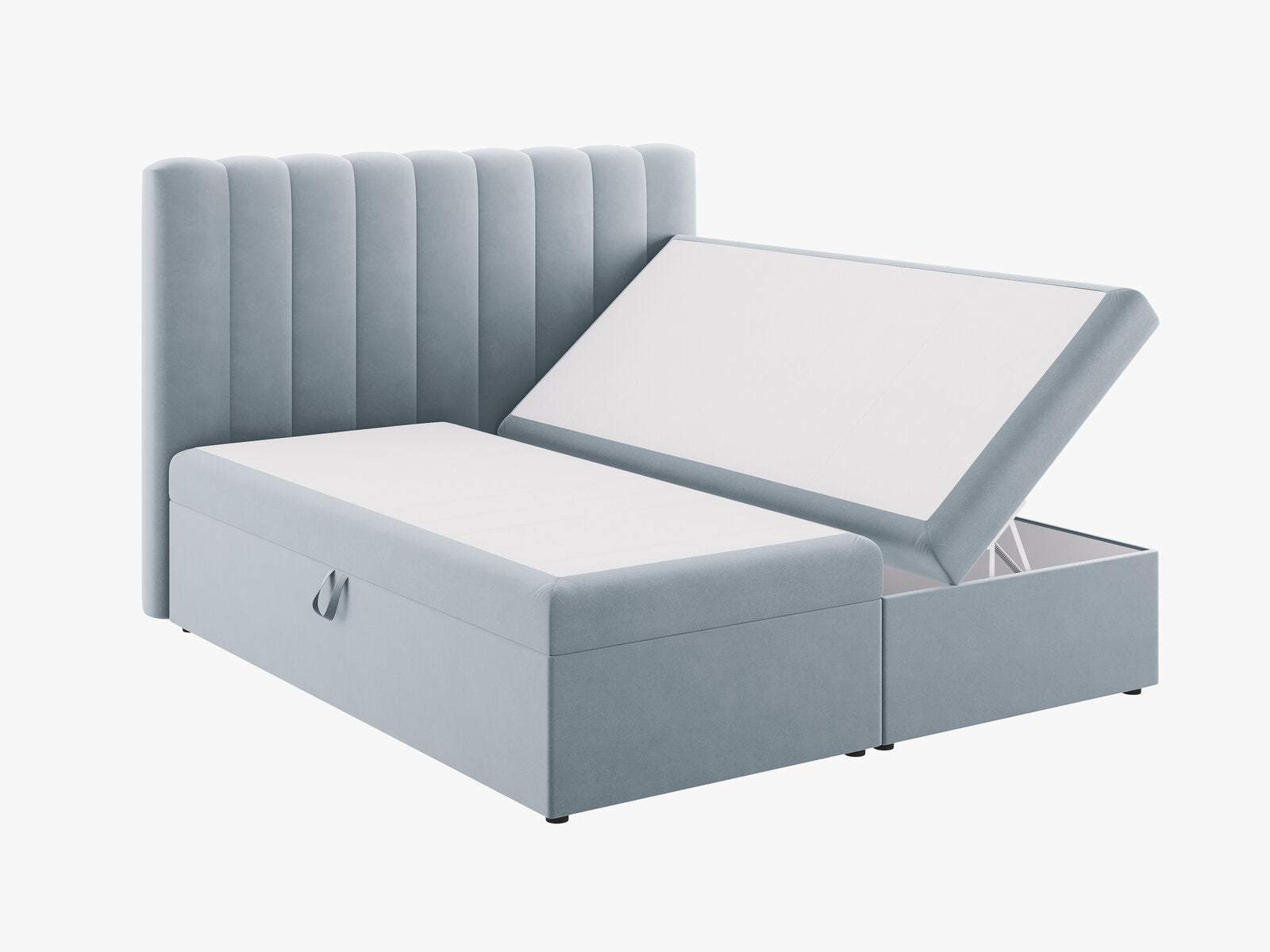 Micadoni Boxspringbett Kelp Samt Hellblau 180x200