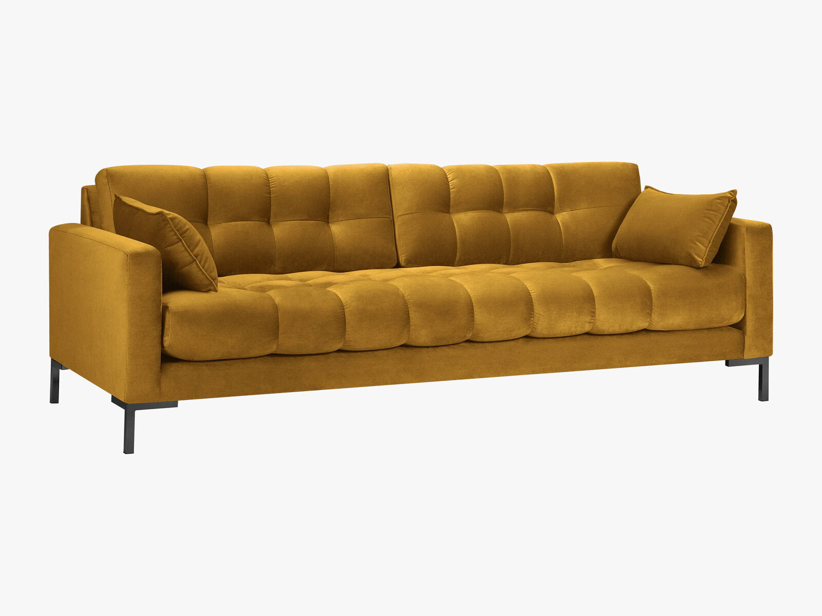Micadoni Sofa Mamaia 4-Sitzer Samt Bluvel Gelb schwarze Beine
