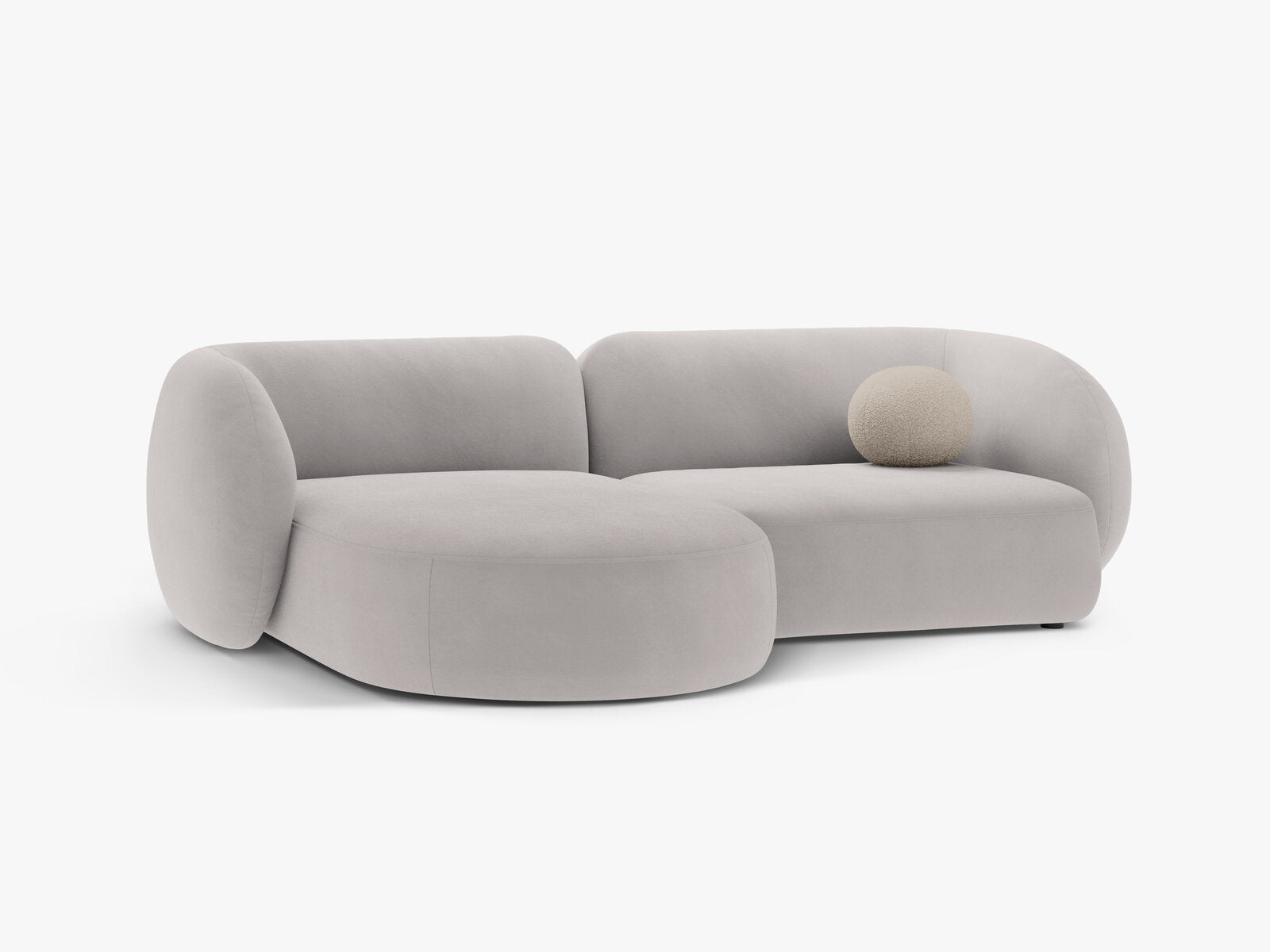 Micadoni Ecksofa Kate 2-Sitzer Links Samt Hellgrau