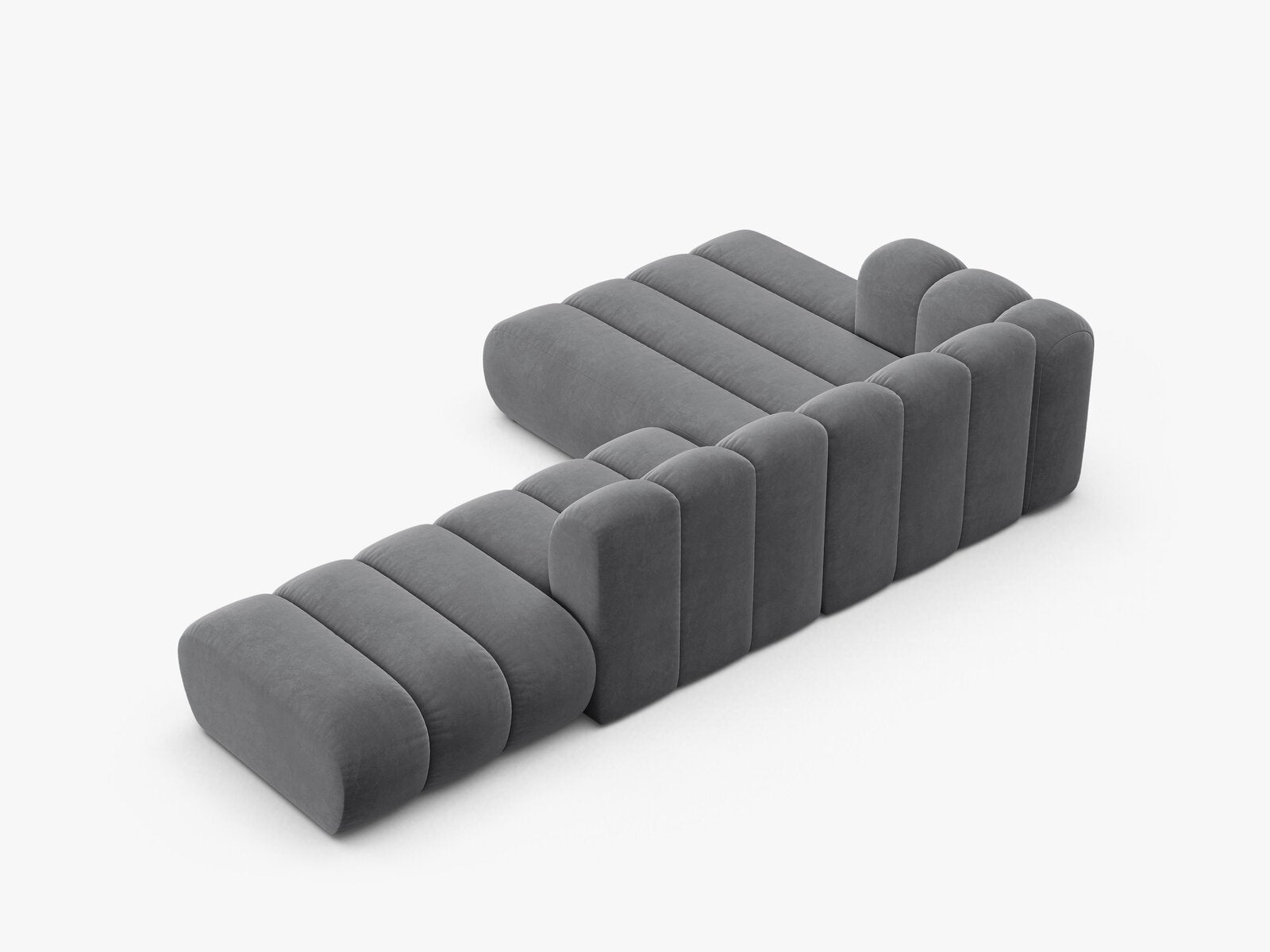 Micadoni Modulares Ecksofa offen Lupine 5-Sitzer Links Samt Salvador Grau