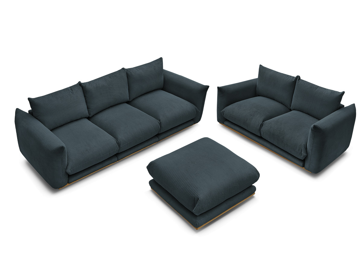 Bobochic Ernest Sofa 5-Sitzer mit Pouf Cordsamt Dunkelblau