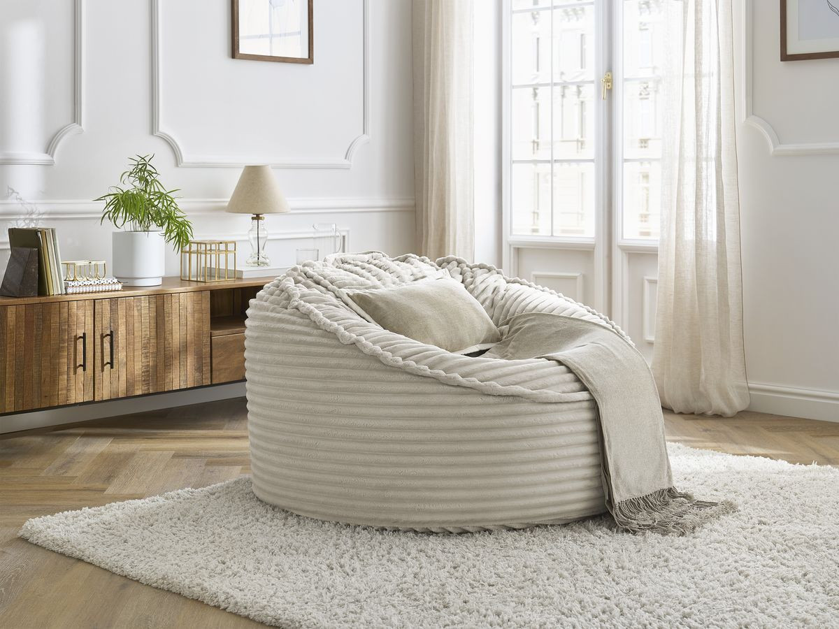 Bobochic Socrate Pouf Breitcord weich Beige