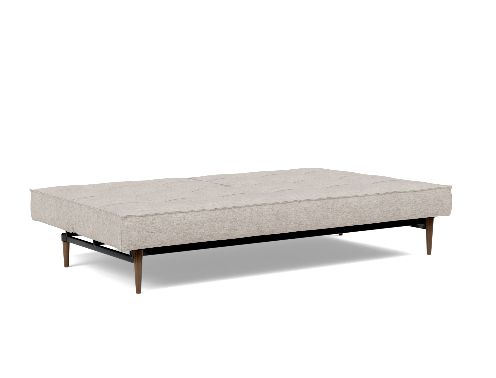 Schlafsofa Splitback Chenille Yuveno 471-Sand Beine Styletto Eiche dunkel