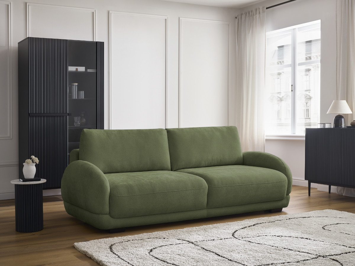 Bobochic Monica Schlafsofa 3-Sitzer mit Bettkasten Stoff Grün