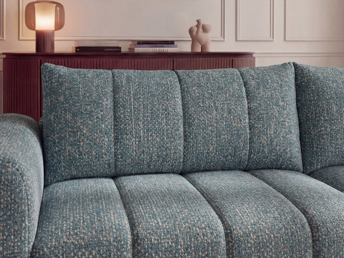 Bobochic Nesty Ecksofa 272 cm Melange-Stoff Blau Ecke rechts