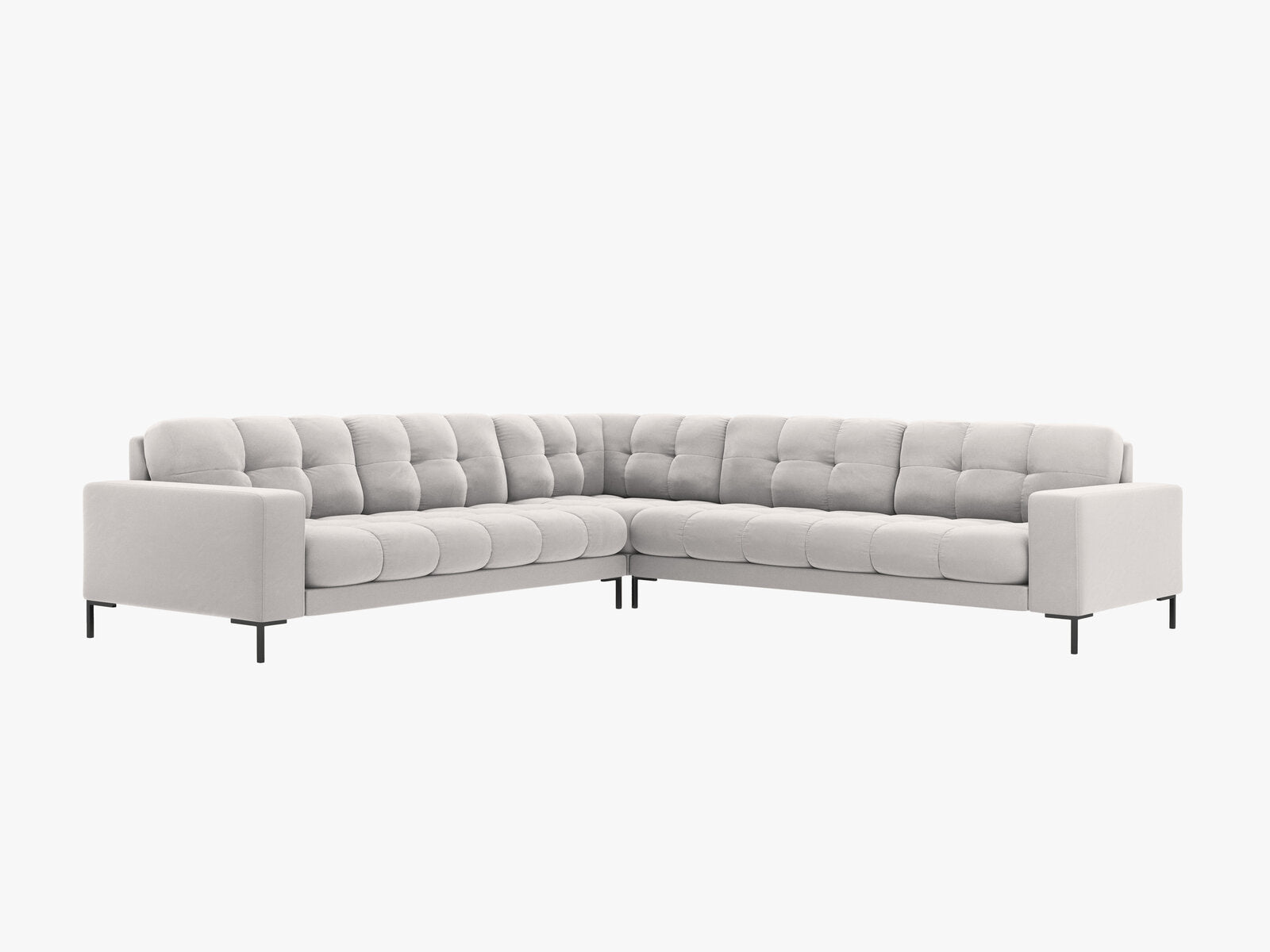 Micadoni Symmetrisches Ecksofa Mamaia 6-Sitzer Samt Bluvel Silber schwarze Beine