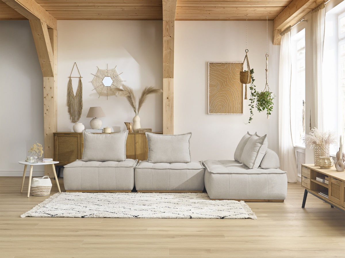 Bobochic Elisa Ecksofa Strukturstoff Beige