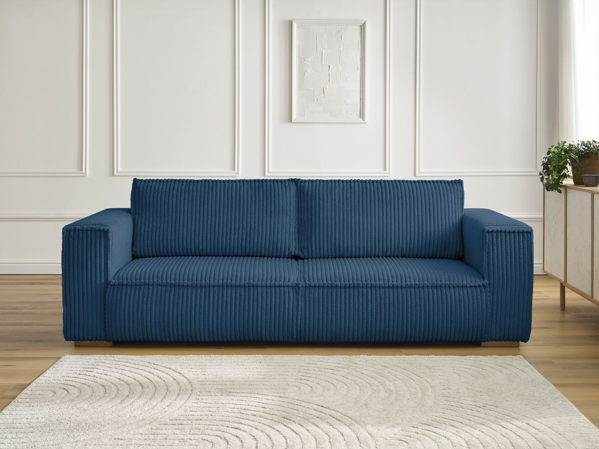 Bobochic Chelsea Sofa 3-Sitzer Breitcord weich Dunkelblau
