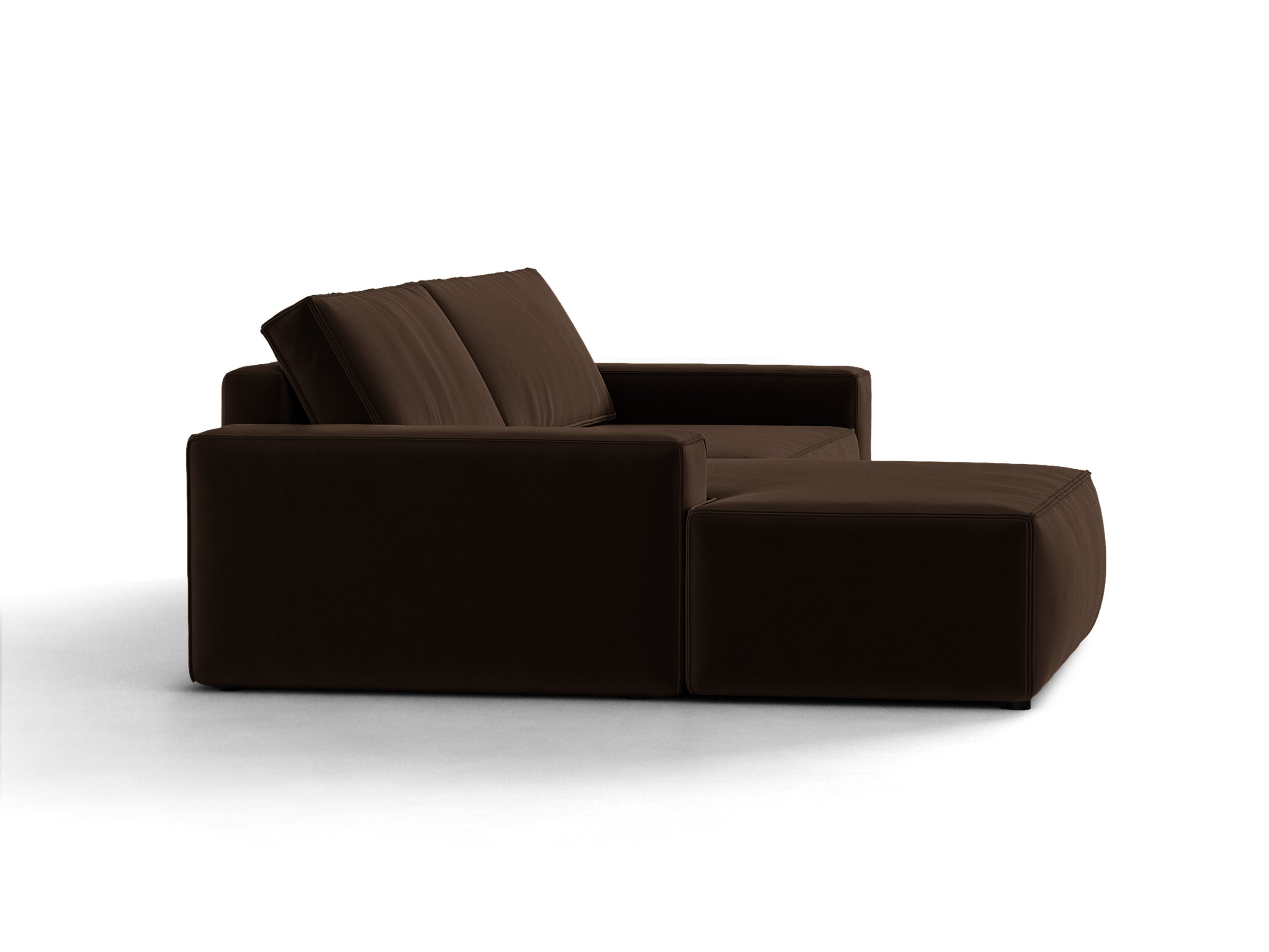 Micadoni Schlaf-Ecksofa Jodie 3-Sitzer Samt Bluvel Dunkelbraun Links